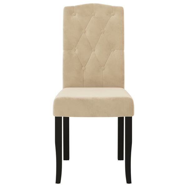 vidaXL Krzesła stołowe, 2 szt., kremowe, obite aksamitem