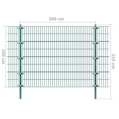 vidaXL Panel ogrodzeniowy ze słupkami, żelazny, 6 x 1,6 m, zielony
