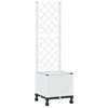 vidaXL Donica ogrodowa z kratką i k&oacute;łkami Biały 40 x 40 x 146 cm PP