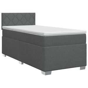 vidaXL Ł&oacute;żko kontynentalne z materacem ciemnoszary 90 x 190cm tkanina