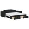 vidaXL Sofa rozsuwana z szufladami, czarna, 90x200 cm, tkanina
