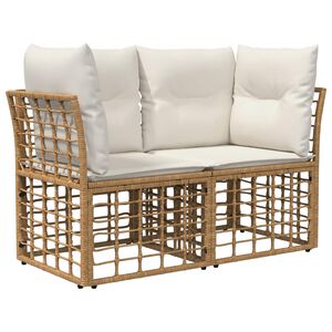 vidaXL Ogrodowy loveseat 2 pcs Naturalny i Kremowy Biały polirattan