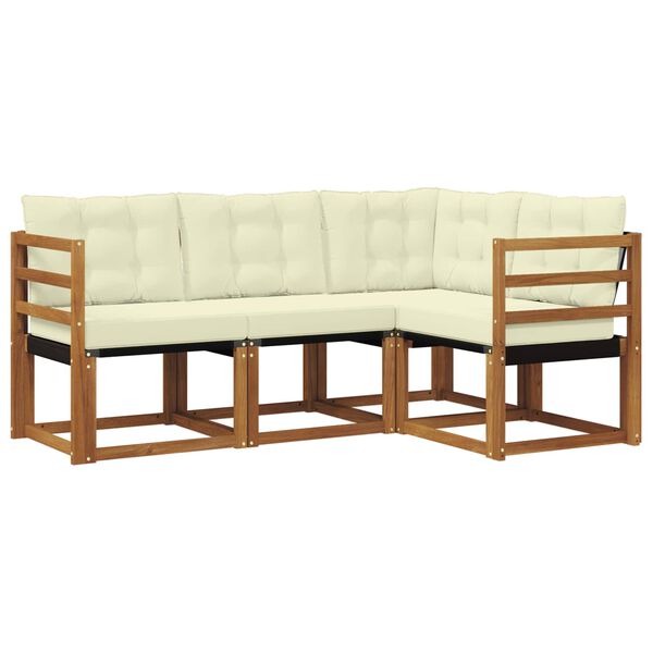 vidaXL Zestaw sof na zewnątrz z poduszką 4 pcs Naturalny i Kremowy