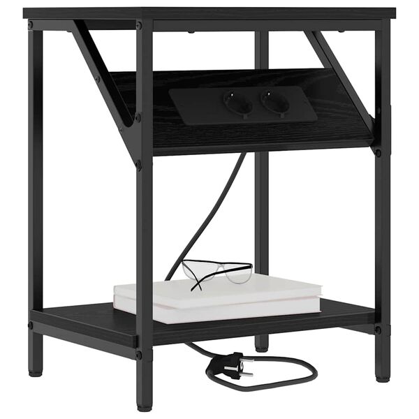 vidaXL Szafka Nocna Czarny Dąb 38 x 30 x 48 cm Materiał drewnopochodny