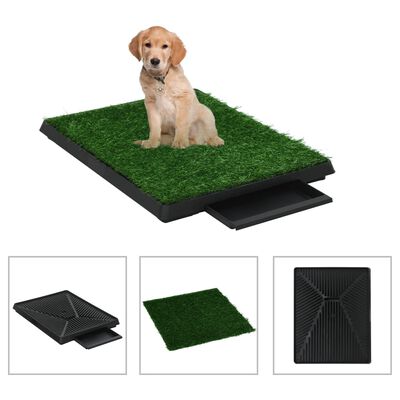 vidaXL Toaleta dla zwierząt z tacą i sztuczną trawą, zieleń, 63x50x7cm