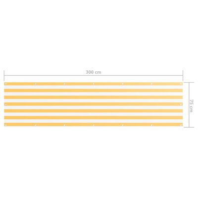 vidaXL Parawan balkonowy, biało-żółty, 75x300 cm, tkanina Oxford