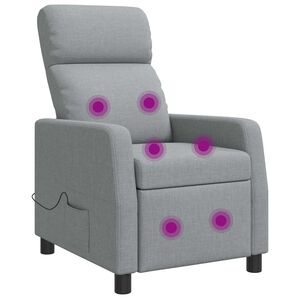 vidaXL Fotel masujący jasnoszary tkanina