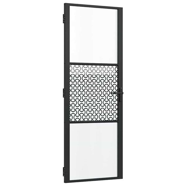 vidaXL Drzwi szklane Fretwork Czarny 76 x 3.5 x 201.5 cm Aluminium