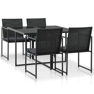 vidaXL 5-cz. zestaw mebli ogrodowych z poduszkami, rattan PE, czarny