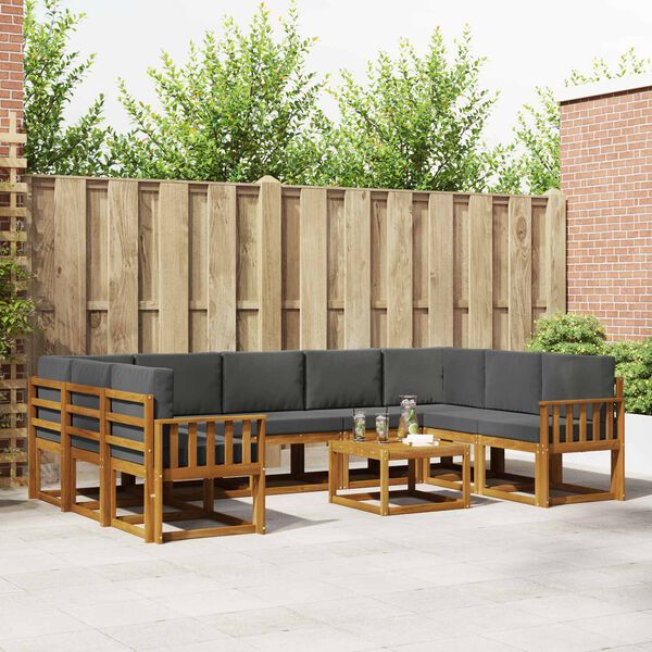 vidaXL Zestaw sof na zewnątrz 10 pcs Naturalny i Antracytowy