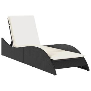 vidaXL Leżanka z poduszką, czarna, 60x205x73 cm, polirattan