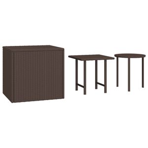 vidaXL Zestaw stolik&oacute;w bocznych, 3 szt., brązowy rattan PE