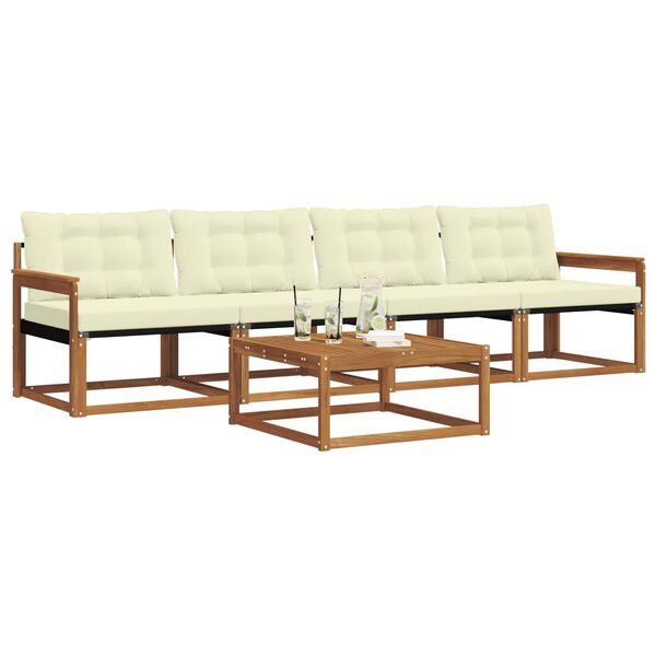 vidaXL Zestaw sof na zewnątrz z poduszką 5 pcs Naturalny i Kremowy
