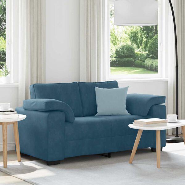 vidaXL Sofa dwuosobowa, niebieska, 160x77x82 cm, aksamit