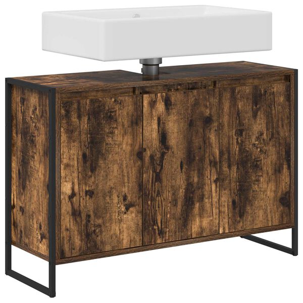 vidaXL Szafka Łazienkowa z przechowywaniem Dąb dymny 90 x 30 x 60 cm