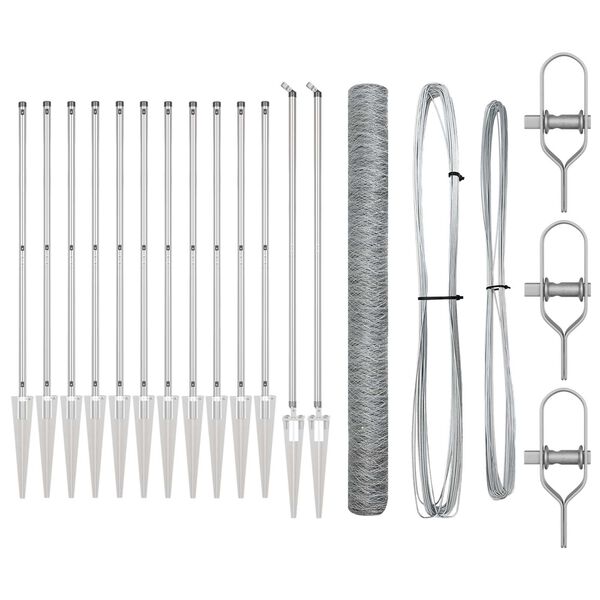 vidaXL Słupek ogrodzeniowy. Srebrny 25 x 1,6 m (siatka 50 mm) Stal