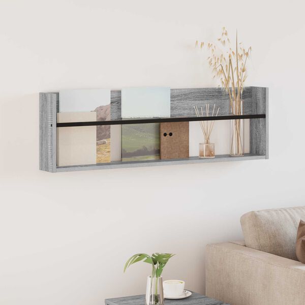 vidaXL Regał na gazety z p&oacute;łką Szary Sonoma 100 x 12 x 30 cm