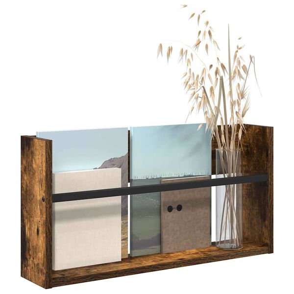 vidaXL Regał na gazety z p&oacute;łką Dąb wędzony 60 x 12 x 30 cm