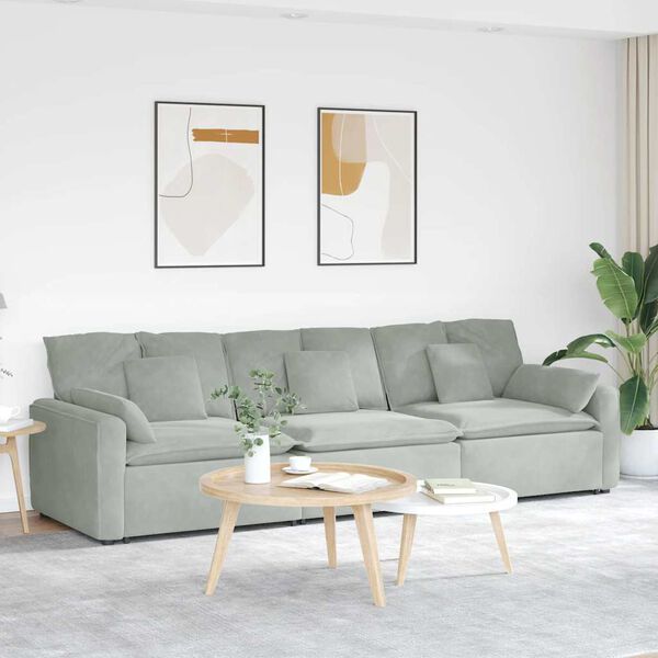 vidaXL Sofa modułowa z poduszkami, jasnoszara