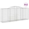 vidaXL Kosze gabionowe, 12 szt, 300x50x120/140cm, galwanizowane żelazo
