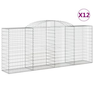 vidaXL Kosze gabionowe, 12 szt, 300x50x120/140cm, galwanizowane żelazo