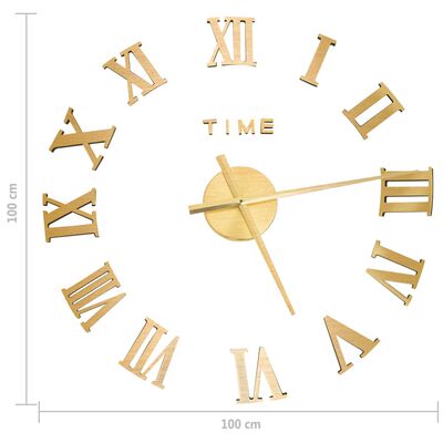 vidaXL Zegar ścienny 3D, nowoczesny design, złoty, 100 cm, XXL