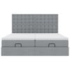 vidaXL Rama ł&oacute;żka otomana z materacami, szara, 180x200 cm, tkanina