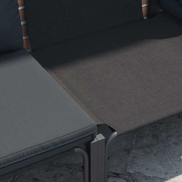 vidaXL Zestaw Sof na Ogr&oacute;d z poduszką 6 pcs Czarny Stal