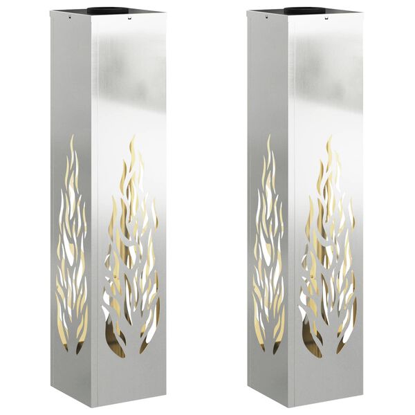 vidaXL Słoneczna LED lampa na ścieżkę 2 pcs Srebrny Stal ocynkowana