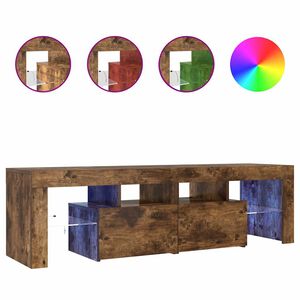 vidaXL Szafka TV z oświetleniem LED, opalany dąb, 140x36,5x40 cm