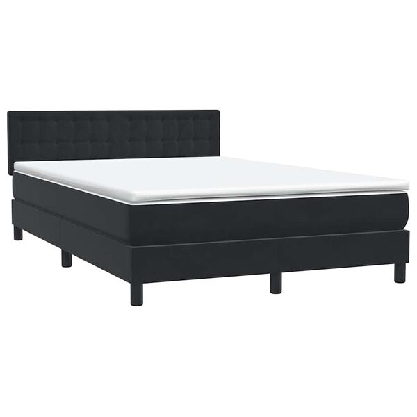vidaXL Ł&oacute;żko typu Box Spring z materacem Czarny 160x220 cm Aksamit