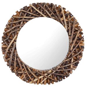 vidaXL Lustro ścienne, 60 cm, tekowe, okrągłe