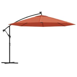 vidaXL Parasol ogrodowy z LED, wiszący, terakota, 350 cm