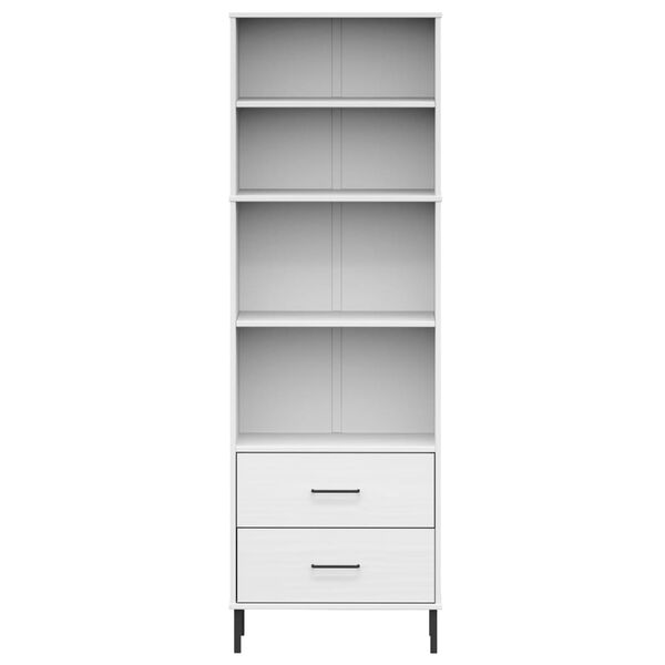 vidaXL Regał OSLO z 2 szufladami, biały, 60x35x180 cm, lite drewno