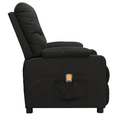 vidaXL Fotel z masażem, czarny, obity tkaniną