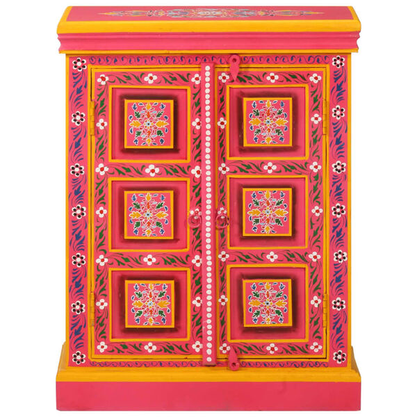 vidaXL Szafka boczna, lite drewno mango, różowa, ręcznie malowana