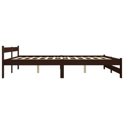 vidaXL Rama łóżka, ciemny brąz, lite drewno sosnowe, 200 x 200 cm