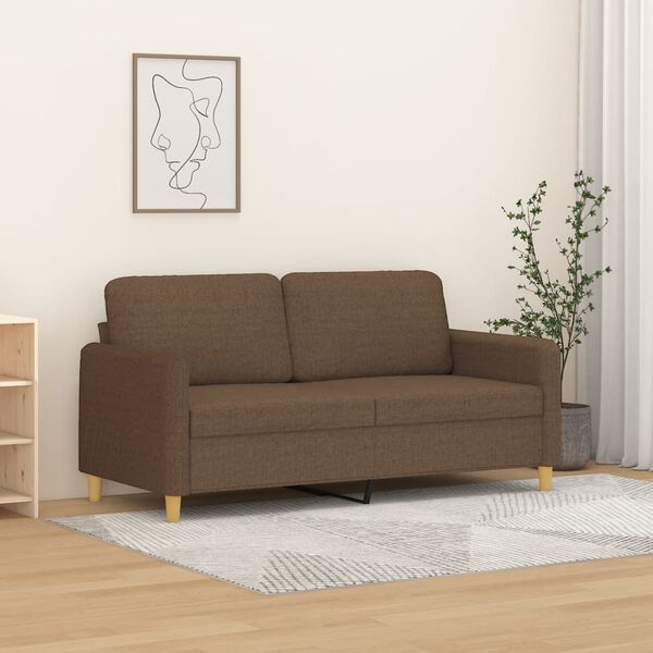 vidaXL Sofa 2-osobowa, brązowa, 140 cm, tapicerowana tkaniną