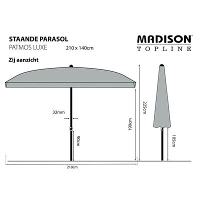 Madison Parasol ogrodowy Patmos Luxe, prostokątny, 210x140 cm, szafirowy