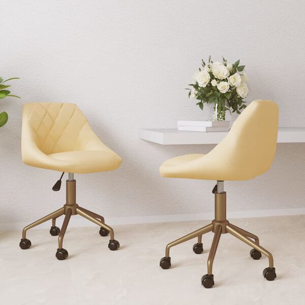 vidaXL Obrotowe krzesła stołowe, 2 szt., kremowe, aksamitne