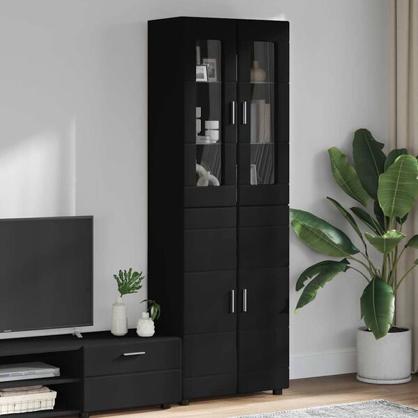 vidaXL Highboard Czarny 60 x 35 x 182 cm Materiał drewnopochodny