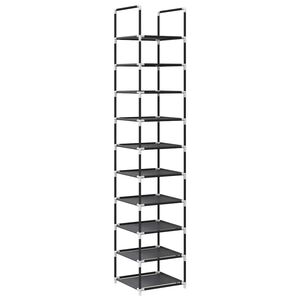 vidaXL Stojak na buty 10-poziomowy czarny 33x33x174 cm