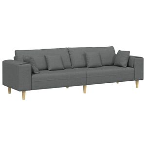vidaXL Sofa z poduszką Ciemnoszary 250 x 77 x 76 cm tkanina