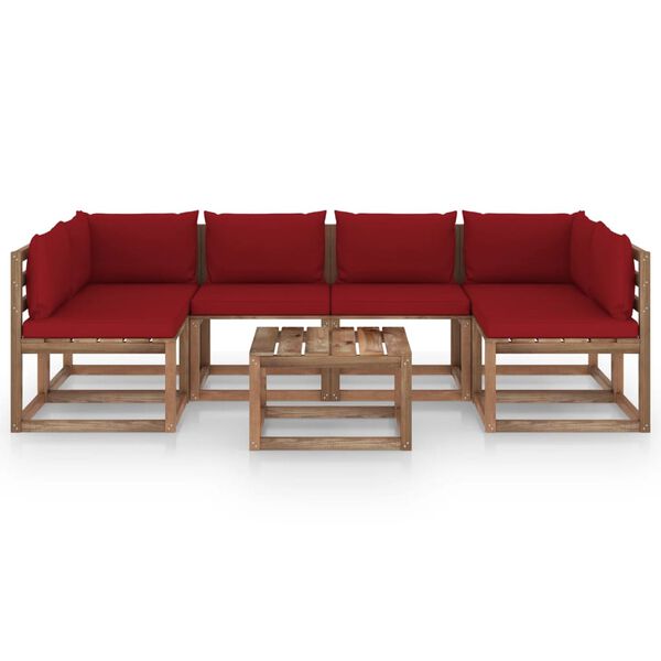 vidaXL 7-cz. zestaw wypoczynkowy z palet, z poduszkami, drewno sosnowe