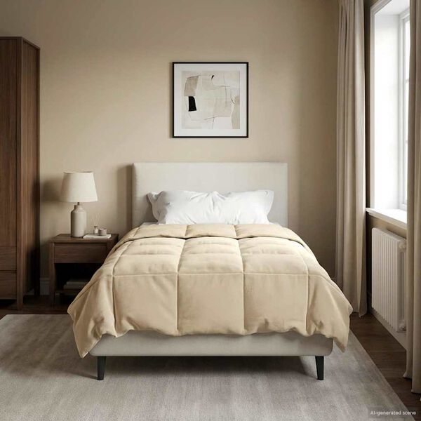 vidaXL Zimowa Kołdra Kwiłtowany Kremowy 155 x 200 cm Mikrofibra