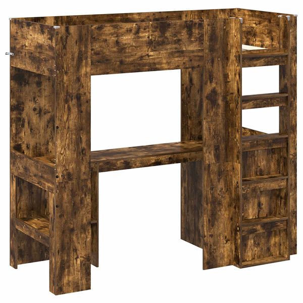 vidaXL Rama ł&oacute;żka piętrowego z biurkiem Dąb wędzony 75 x 190 cm