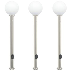vidaXL Lampy słupkowe z czujnikiem i gniazdkiem 3 szt. 120 cm Stal nierdzewna IP44