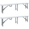 vidaXL Składane ławki ogrodowe, 2 szt., 180 cm, HDPE, białe