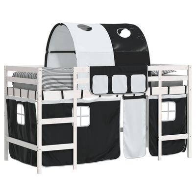vidaXL Dziecięce łóżko na antresoli, z tunelem, biało-czarne, 80x200cm