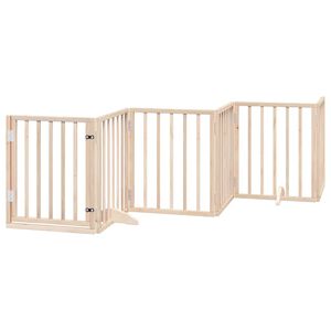 vidaXL Bramka dla psa z drzwiami składana 6 paneli 300 cm drewno topolowe